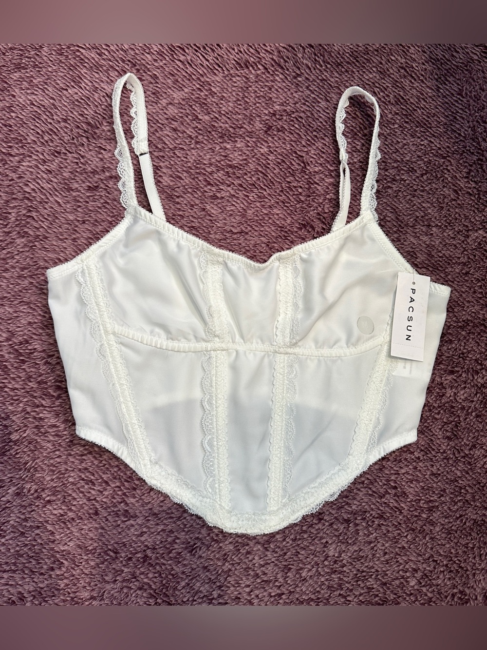 Kendall & Kylie White Lace-Trim Bustier Crop Top from Pacsun